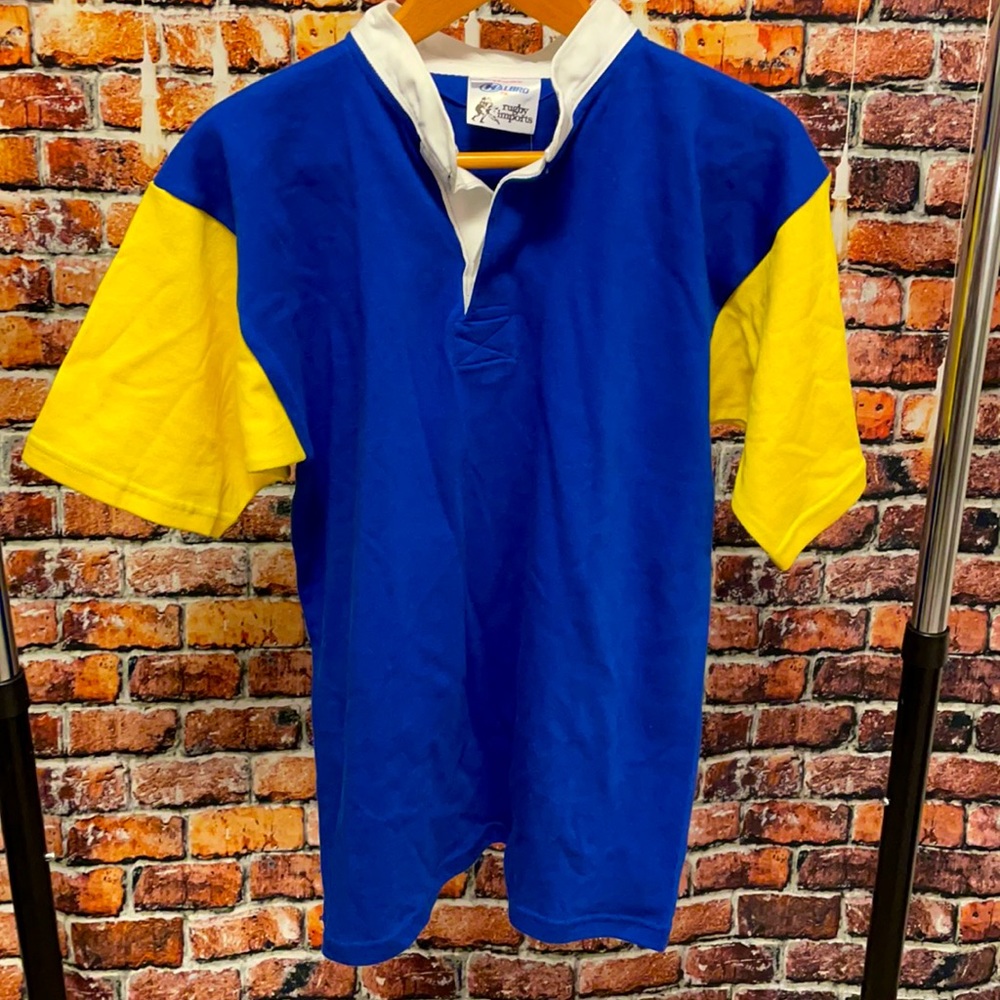Vintage Rugby Imports Halbro NWT shirt tee jersey blue yellow men’s small